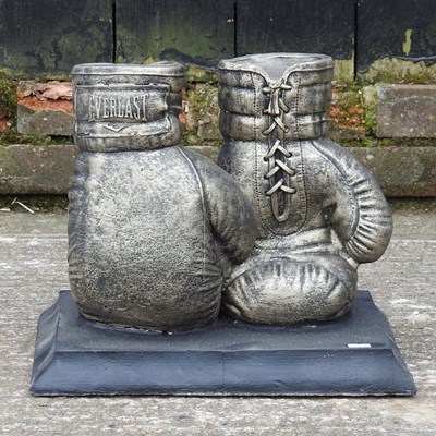 Lot 170 - A cast stone garden sculpture of boxing gloves,...