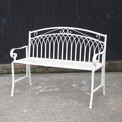 Lot 197 - A white painted metal garden bench