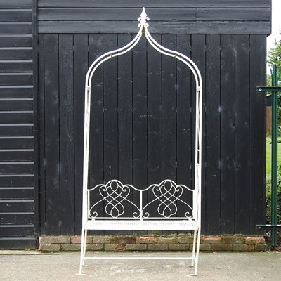 Lot 48 - A white painted metal garden arbour bench