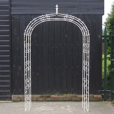 Lot 235 - A white painted metal garden arch