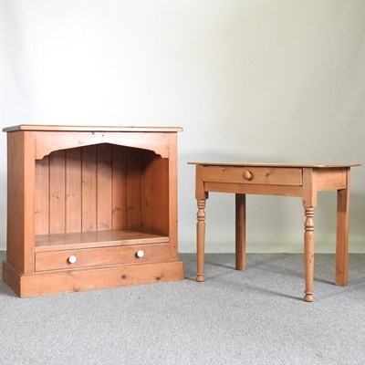 Lot 112 - A pine side table, together with a pine...