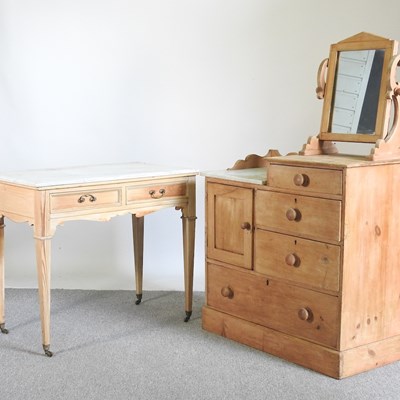 Lot 250 - An antique pine marble top washstand, 91cm...