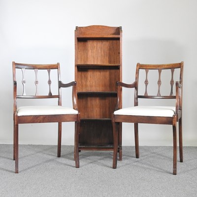 Lot 102 - A 1920's oak open bookcase, together with a...