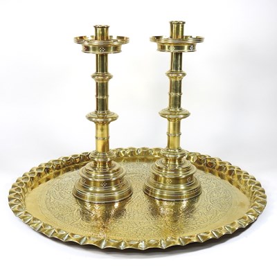 Lot 436 - A pair of large 19th century brass...