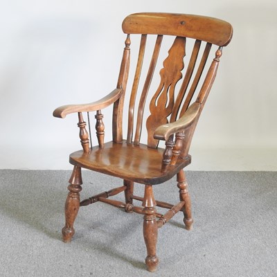 Lot 26 - A 19th century splat back armchair, on turned...