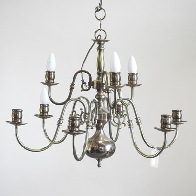 Lot 281 - A brass two tier chandelier, 70cm diameter