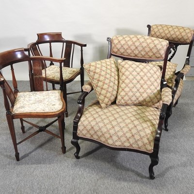 Lot 361 - A pair of Edwardian upholstered armchairs