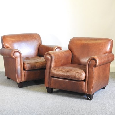 Lot 156 - A pair of Laura Ashley tan leather upholstered...