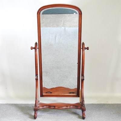 Lot 343 - A Victorian mahogany cheval mirror, with an...