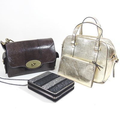 Lot 318 - A Mulberry brown snakeskin handbag, with...