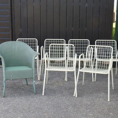 Lot 362 - A set of six white painted metal stacking garden chairs