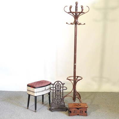 Lot 201 - A bentwood hat stand, together with two stools...