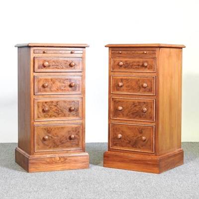 Lot 11 - A pair of handmade burr walnut bedside chests,...