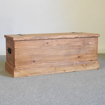 Lot 184 - A hand made pine blanket box, with a hinged...