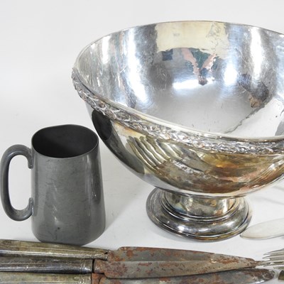 Lot 159 - A silver plated punch bowl, together with a...