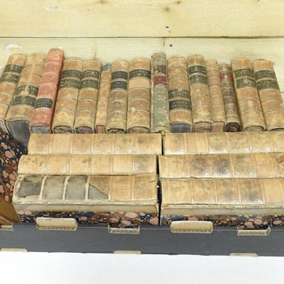 Lot 621 - A collection of leather bound and other books,...