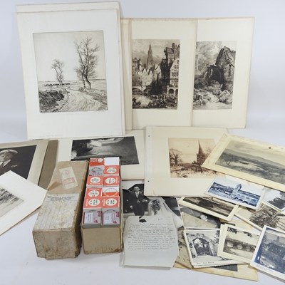 Lot 346 - A collection of prints, etchings, postcards...