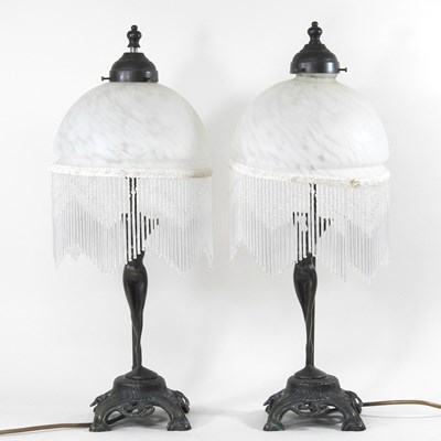 Lot 268 - A pair of Art Nouveau style table lamps, with...