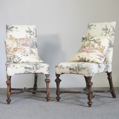 Lot 143 - A pair of continental upholstered chairs, on...