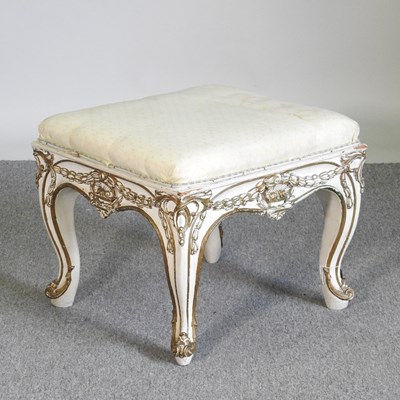 Lot 300 - A continental cream painted upholstered...