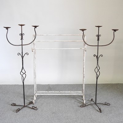 Lot 560 - A painted metal towel airer, 71cm wide,...