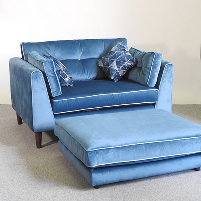 Lot 12 - A Sofology blue upholstered sofa, with loose...