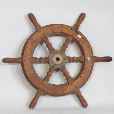 Lot 335 - A small wooden ship's wheel