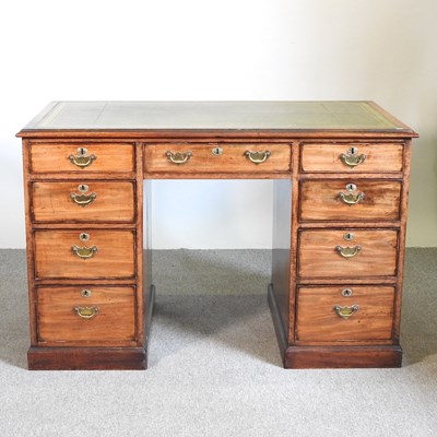 Lot 528 - A Victorian mahogany pedestal desk, with an...