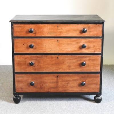 Lot 347 - A 19th century and later ebonised chest, with...