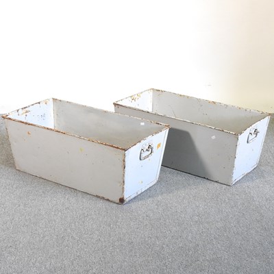 Lot 253 - A pair of painted metal garden troughs (2)