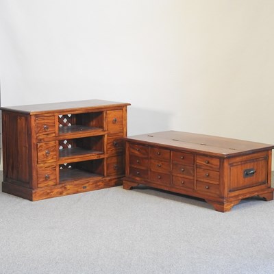 Lot 374 - A modern hardwood coffee table, 118cm wide,...