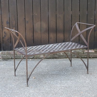 Lot 75 - A metal window seat, with curved ends