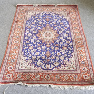 Lot 536 - A Persian Isfahan part silk rug, having a...