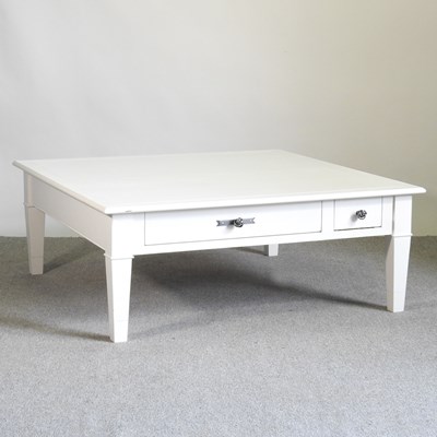 Lot 434 - A large French cream painted coffee table,...