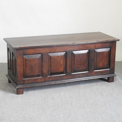 Lot 269 - An 18th century style oak coffer, with a...