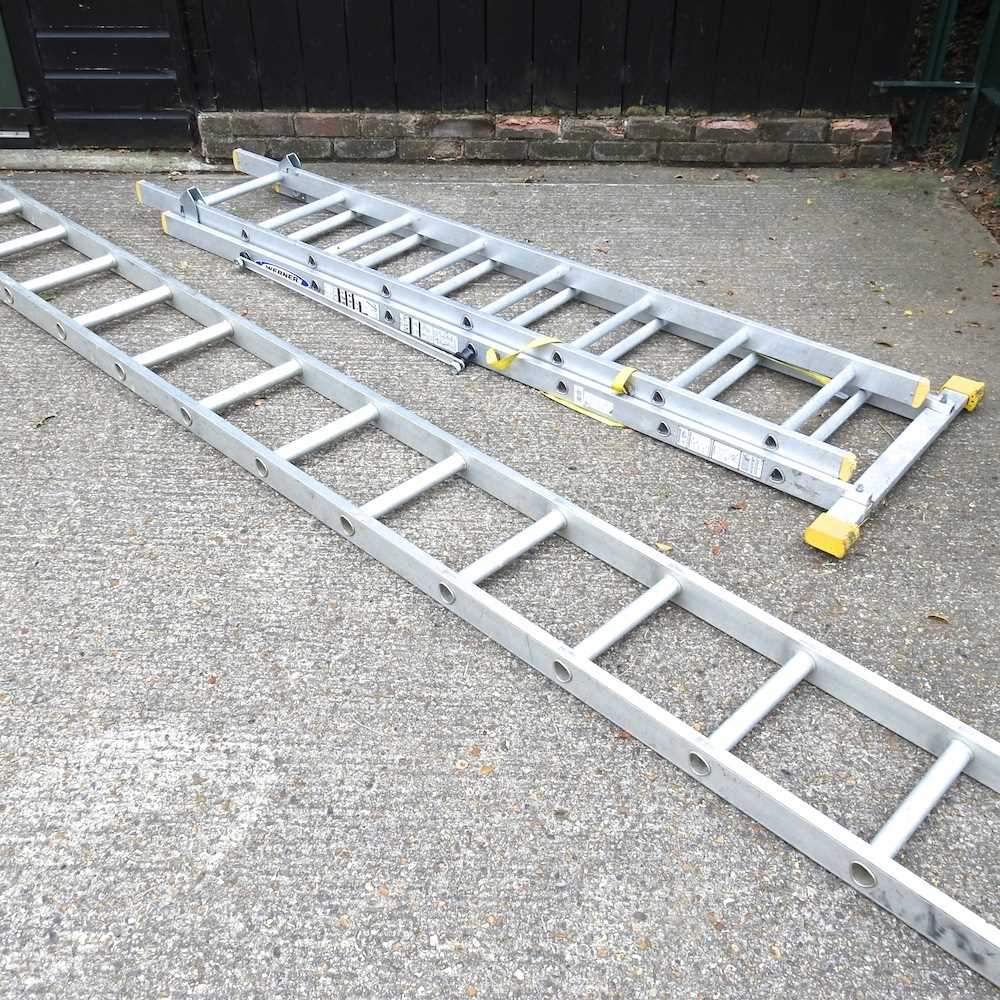 Lot 176 - An aluminium ladder, 400cm high, together with...