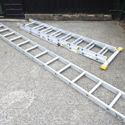 Lot 176 - An aluminium ladder, 400cm high, together with...