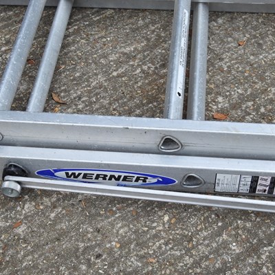 Lot 176 - An aluminium ladder, 400cm high, together with...