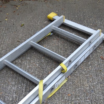 Lot 176 - An aluminium ladder, 400cm high, together with...