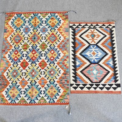 Lot 191 - A small kelim rug, with all over diamond...