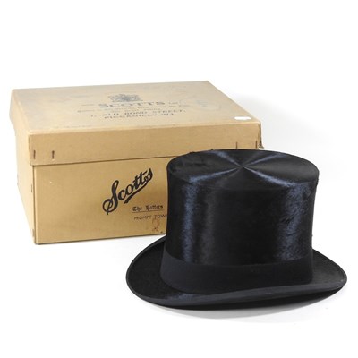 Lot 132 - A mid 20th century top hat, by Scott & Co,...