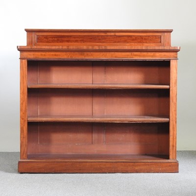 Lot 185 - An Edwardian mahogany dwarf open bookcase, on...