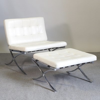 Lot 5 - After Mies Van der Rohe, a white leather...