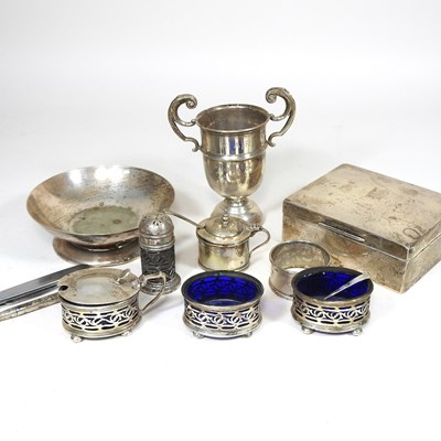 Lot 14 - A silver table cigarette box, together with a...