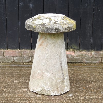 Lot 230 - A cast staddle stone, 73cm high