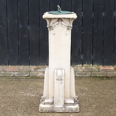 Lot 584 - A cast stone sun dial, 118cm high