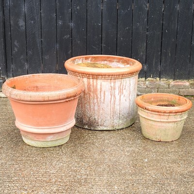 Lot 538 - A large terracotta pot, 63cm high together...