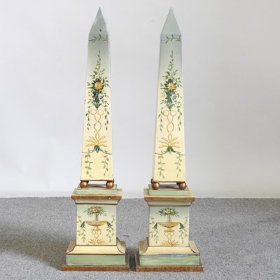 Lot 416 - A pair of large painted metal obelisks,...