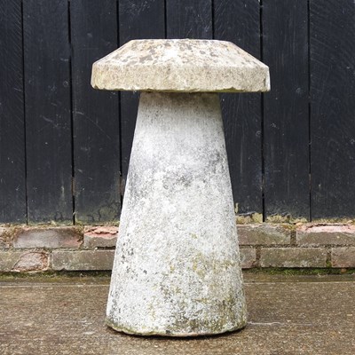 Lot 4 - A cast stone staddle stone, 76cm high