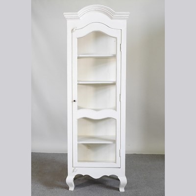 Lot 551 - A French style white painted glazed display...